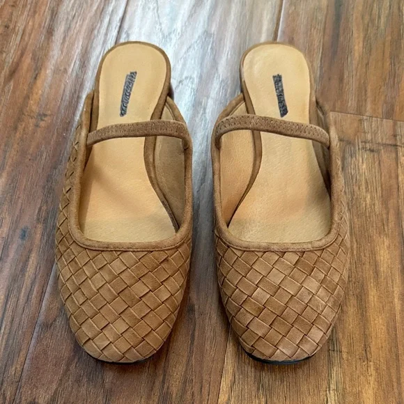 Madewell The Greta Woven Suede Ballet Flat Mule Warm Hickory Size 5.5 - Picture 2 of 10